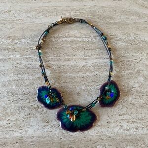 Chico’s Flower Beaded Cord Necklace